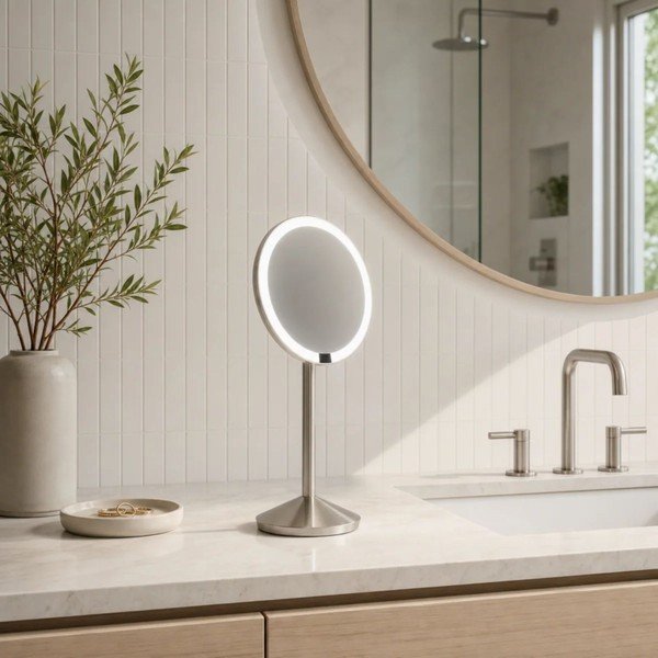 Oglindă cosmetică (mărire 10x) cu led/de mărire ø 12 cm – simplehuman-image-1