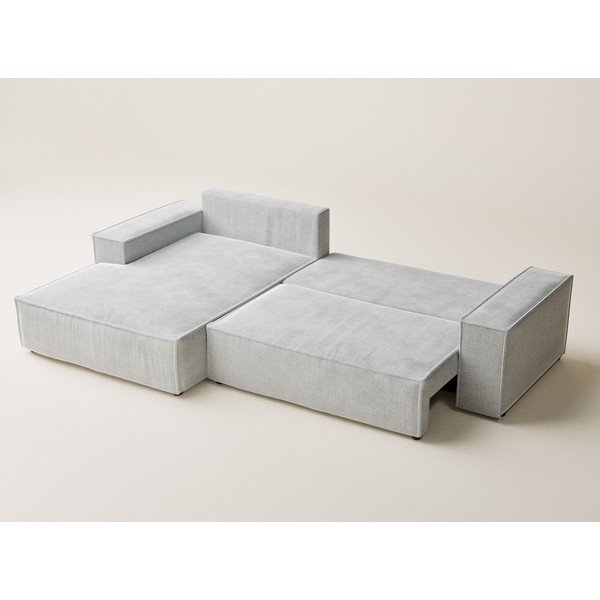 Colțar gri deschis extensibil/cu spațiu de depozitare cu tapițerie din chenille (cu colț pe partea stângă/cu șezlong) Maze – Maison de Rêve-image-3