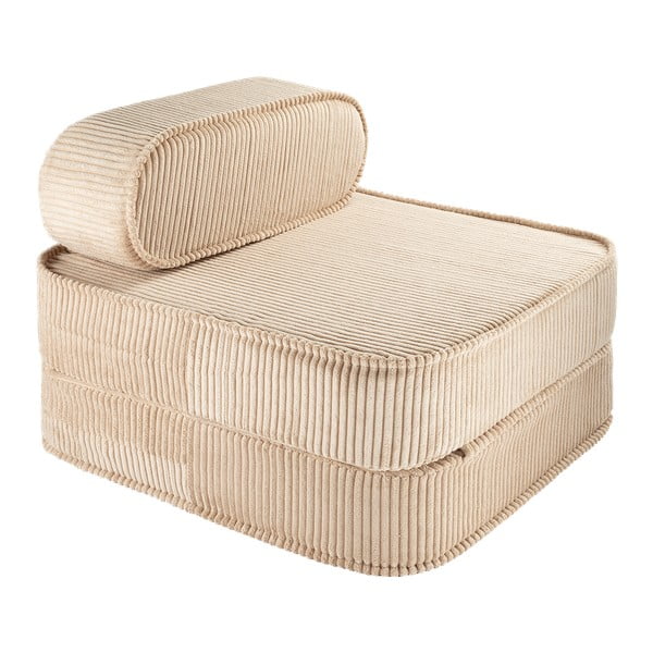 Fotoliu de copii maro deschis cu tapițerie din catifea reiată Flip – Wigiwama