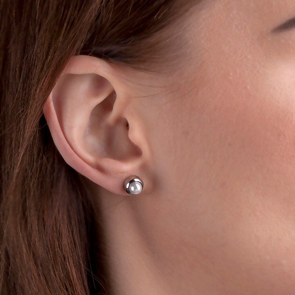 Cercei damă Emily Westwood, perlă, argintiu-image-1