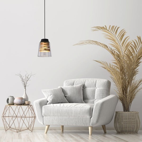 Lustră neagră cu abajur din sticlă Fresno – Candellux Lighting-image-1