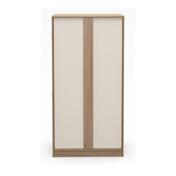 Șifonier crem/în culoare naturală cu aspect de lemn de stejar 90x180x53 cm Dennis – Marckeric