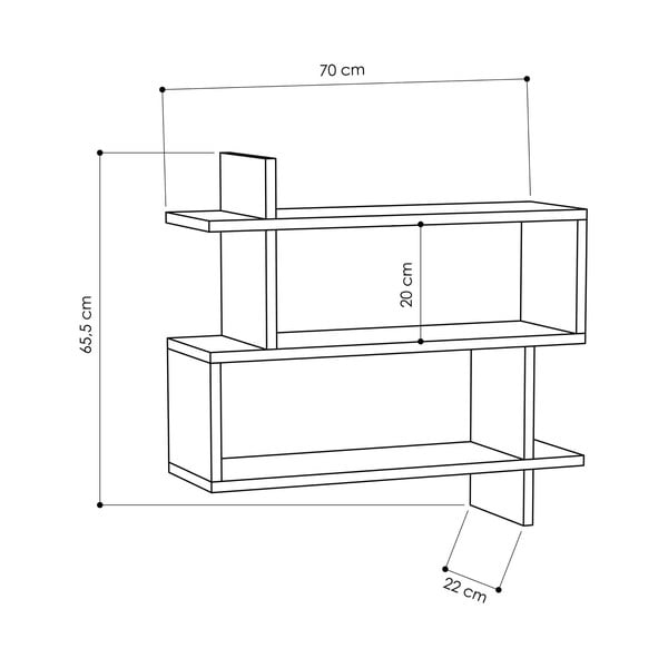 Raft în culoare naturală etajat cu aspect de lemn de stejar 70 cm Paralel – Kalune Design-image-2