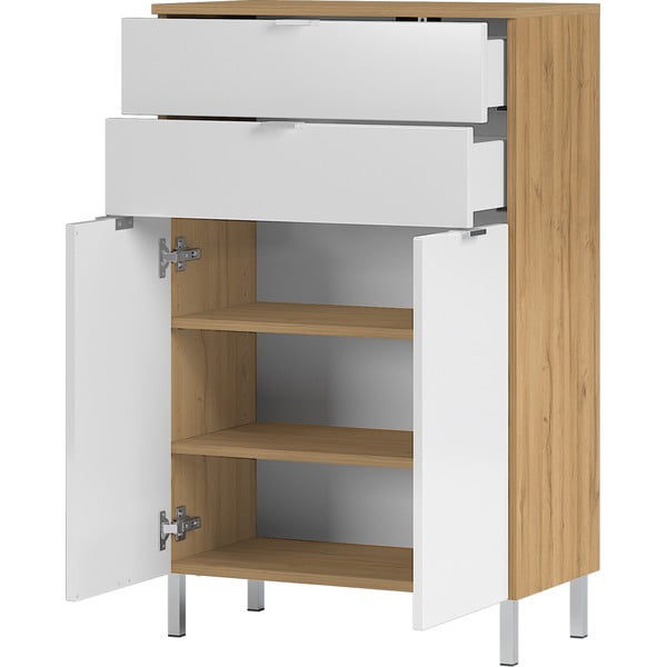 Dulap în decor de stejar Germania Mauresa, înălțime 97 cm, alb-image-3