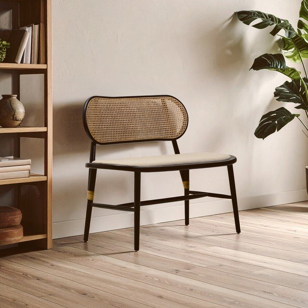 Bancă în culoare naturală capitonată Cebu – Premier Housewares-image-1