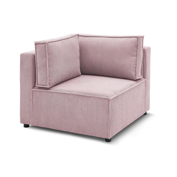Modul pentru canapea roz deschis cu tapițerie din catifea reiată  (cu colț variabil) Nihad modular – Bobochic Paris
