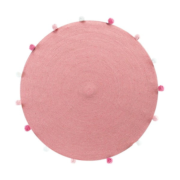 Covor roz rotund ø 90 cm Pompomparty – douceur d'intérieur