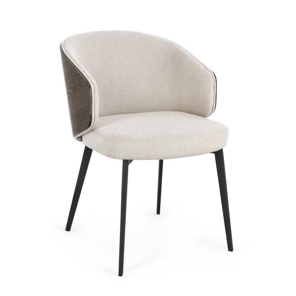 Scaun de living bej cu cotiere tapitat Kinsley – Bizzotto