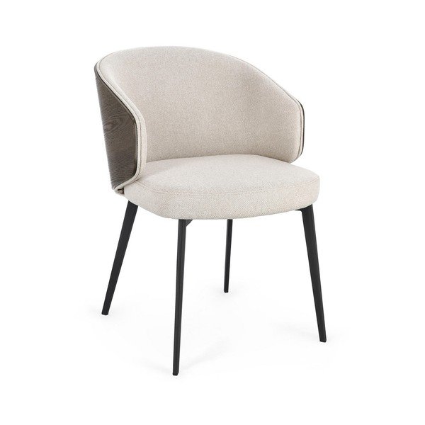 Scaun de living bej cu cotiere tapițat Kinsley – Bizzotto