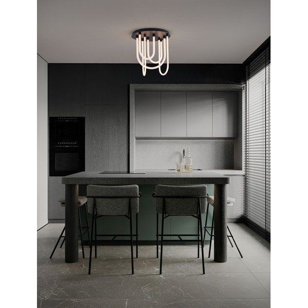 Plafonieră albă/negru-mat LED cu intensitate reglabilă din oțel cu abajur din sticlă acrilică Topaz – Nova Luce-image-1