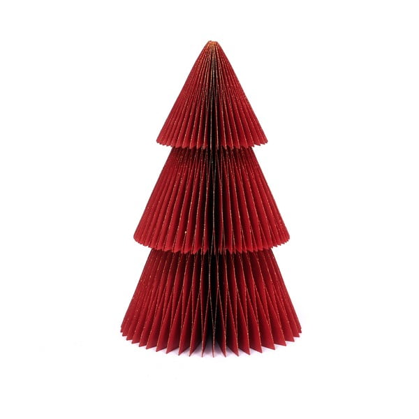 Decorațiune din hârtie pentru Crăciun, formă brad Only Natural, înălțime 22,5 cm, roșu