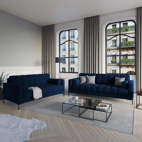 Canapea din catifea Cosmopolitan Design Bali, albastru închis-image-1