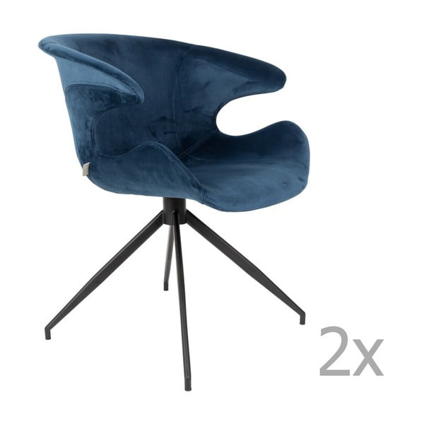 Set 2 scaune cu cotiere Zuiver Mia, albastru