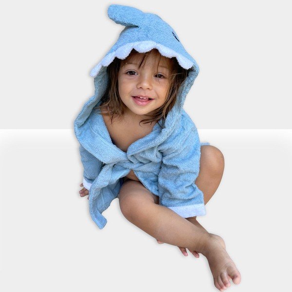 Halat pentru copii albastru S din bumbac Shark - Rocket Baby-image-1