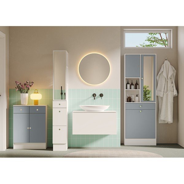 Dulap de baie alb-gri 63x181 cm Combi – TemaHome-image-1