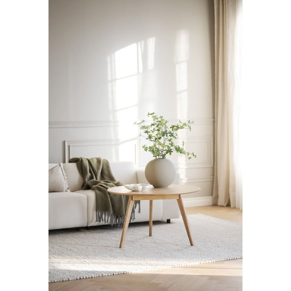 Măsuță de cafea în culoare naturală rotundă cu aspect de lemn de stejar 90x90 cm Yumi - Rowico-image-2