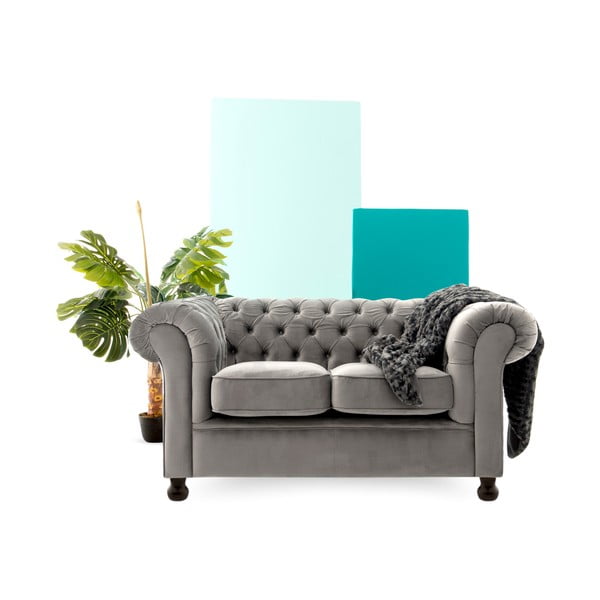 Canapea 2 locuri Vivonita Chesterfield, gri-image-3