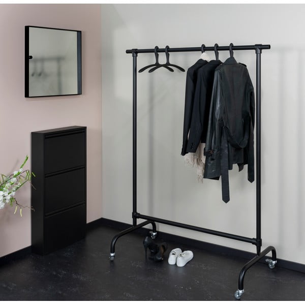 Suport pentru haine negru cu roți din metal Luuk – Spinder Design-image-1