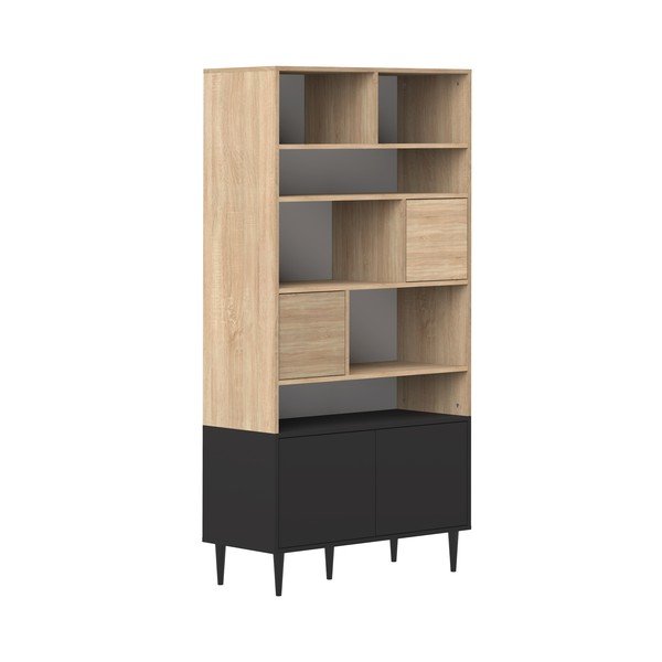 Bibliotecă neagră cu aspect de stejar 90x180 cm Horizon - TemaHome -image-2