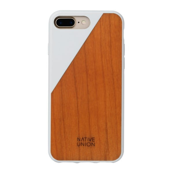 Husă pentru iPhone 6 și 6S Plus Native Union Clic Wooden, alb - detalii din lemn