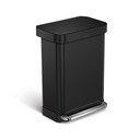 Coș de gunoi negru mat cu pedală din oțel 55 l – simplehuman