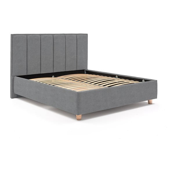 Pat dublu cu spațiu pentru depozitare și somieră ProSpánek Wega, 180 x 200 cm, gri-albastru-image-2