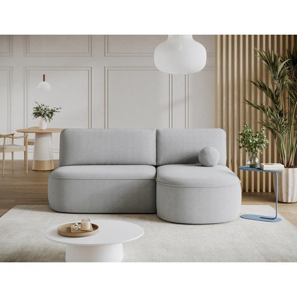 Colțar gri extensibil/cu spațiu de depozitare cu tapițerie din chenille (cu colț pe partea dreaptă/cu șezlong) Livosa – ELTAP-image-1