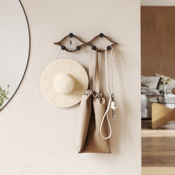 Cuier de perete în culoare naturală din lemn   de arbore de cauciuc Montage – Umbra-image-4