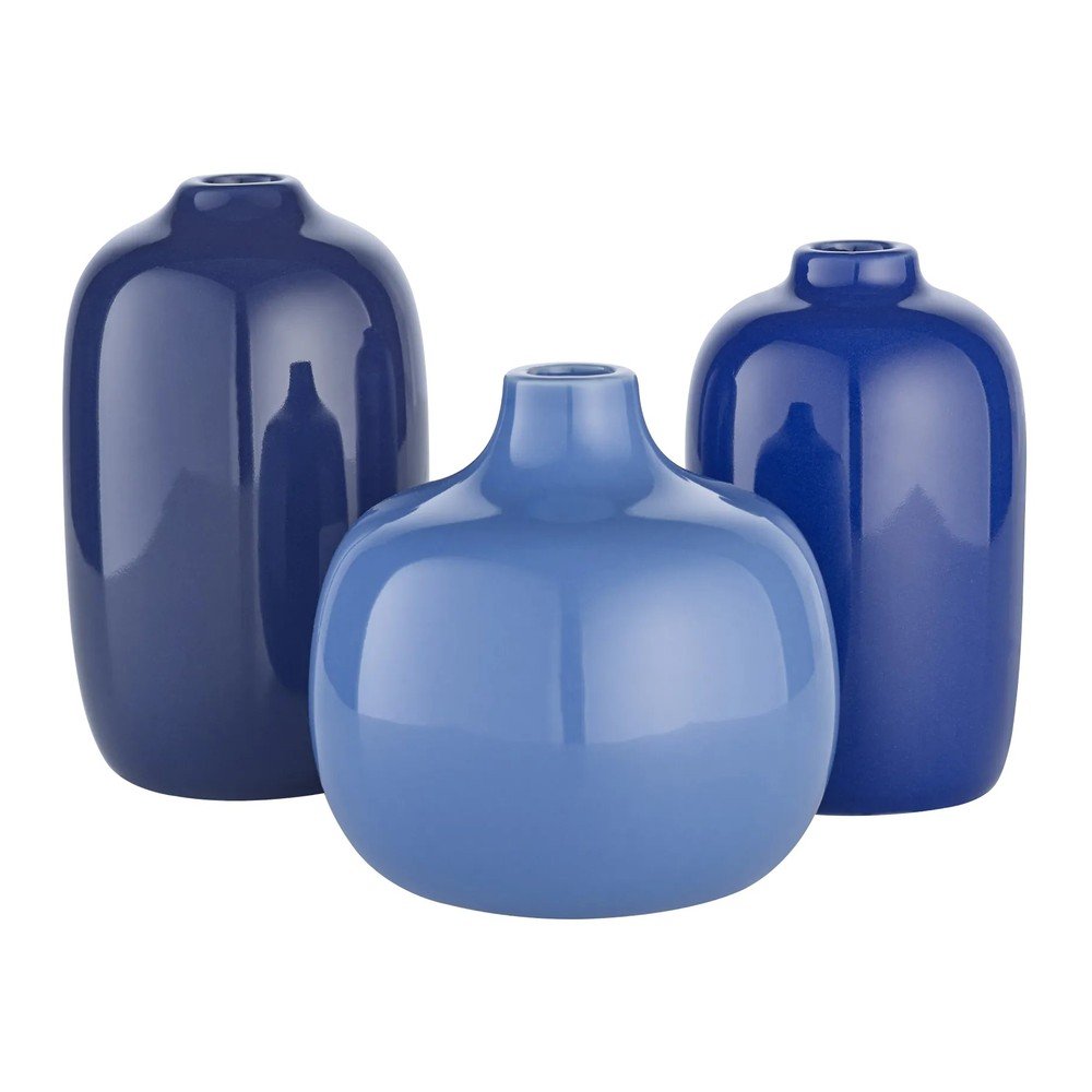 Vaze albastre 3 buc. din ceramicÄ(Ã®nÄu0083lÈu009Bime 9 cm) Ceola âu0080Blomus