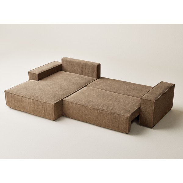 Colțar maro deschis extensibil/cu spațiu de depozitare cu tapițerie din chenille (cu colț pe partea stângă/cu șezlong) Maze – Maison de Rêve-image-4