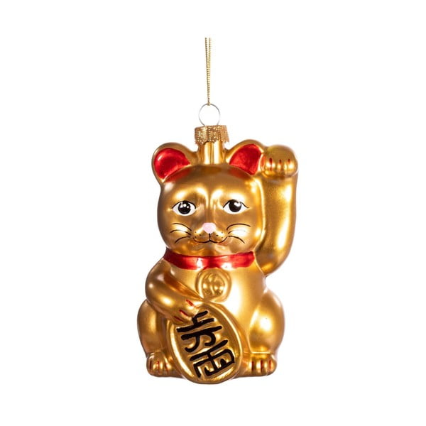 Ornament de Crăciun lucrat manual din sticlă 11 cm Lucky Cat – Sass & Belle