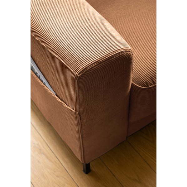 Fotoliu portocaliu/maro cu tapițerie din catifea reiată Lofty Lilly – Miuform-image-4