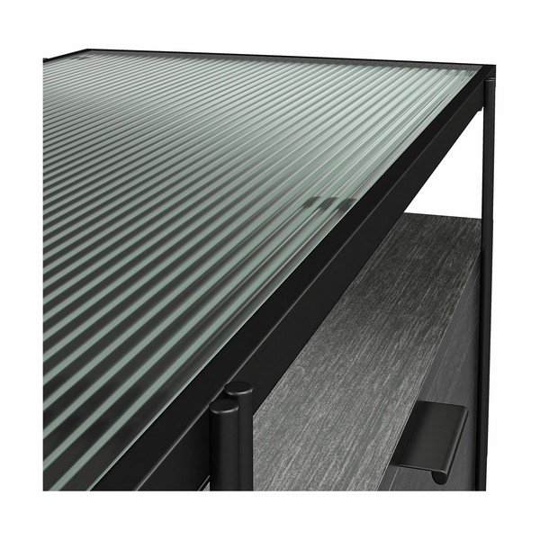 Comodă TV neagră cu aspect de stejar 140x50 cm Wainwright - Queer Eye-image-1