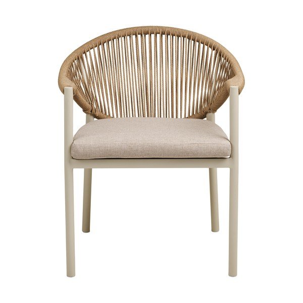 Scaun de grădină bej din metal/capitonat Abela – House Nordic-image-2