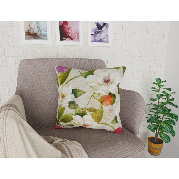 Față de pernă cu amestec din bumbac Vitaus Flowers, 42 x 42 cm-image-1