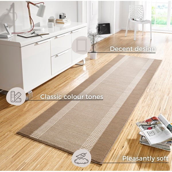 Covor tip traversă Hanse Home Basic, 80x200 cm, bej-maro-image-4