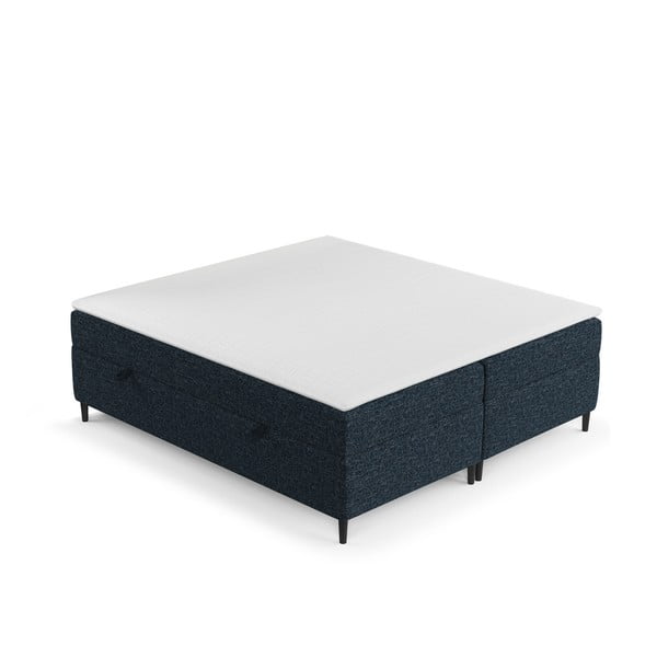 Pat boxspring albastru închis cu spațiu de depozitare 140x200 cm Araya – Maison de Rêve