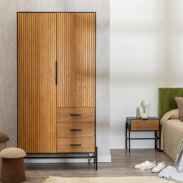 Șifonier în culoare naturală cu aspect de lemn de frasin 104x203 cm – Ixia-image-1