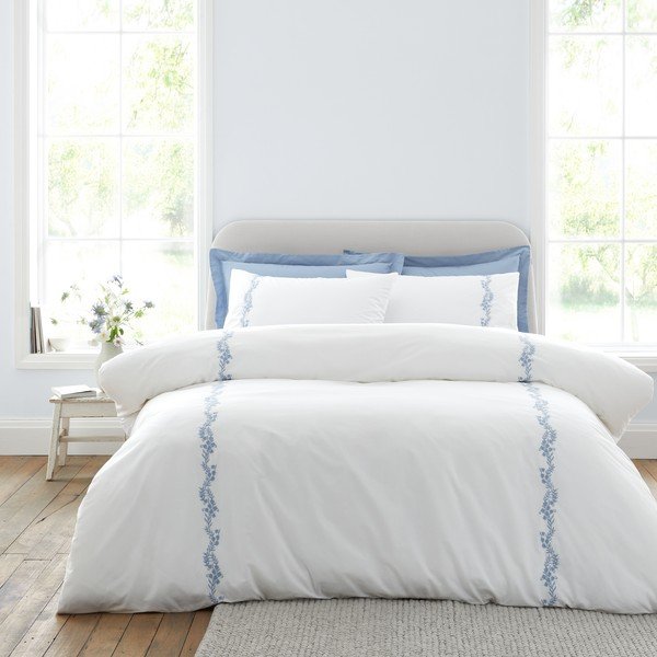 Lenjerie de pat albă din bumbac percal pentru pat dublu cu 3 piese 200x200 cm Camille Embroidered Floral – Bianca-image-2