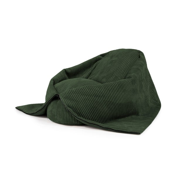 Fotoliu puf pentru copii verde cu tapițerie din catifea reiată Cocoon 100 – SLOWDOWN