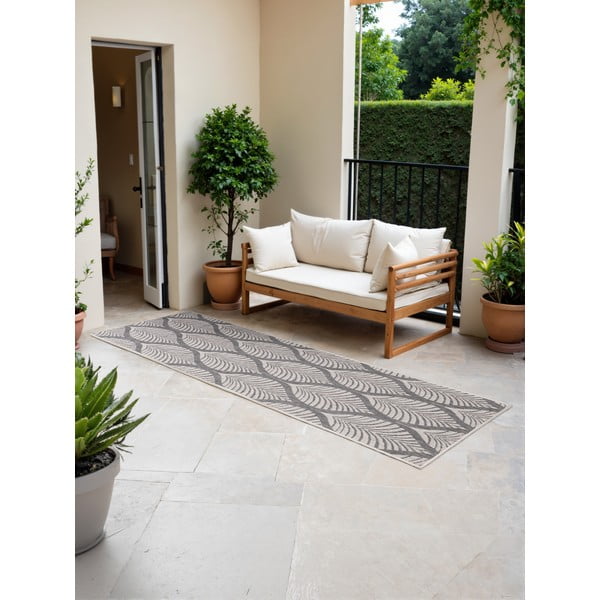Covor tip traversă pentru interior și exterior gri/fildeș 80x250 cm Duet Liora – NORTHRUGS-image-2