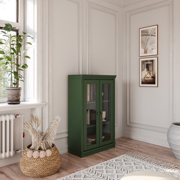 Vitrină verde din lemn de pin 74x118x35 cm Anita – Støraa-image-1