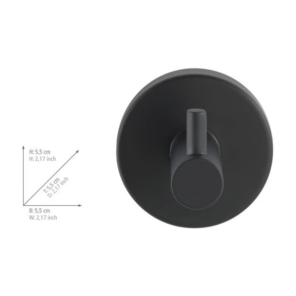 Cârlig negru mat autoadeziv din oțel inoxidabil Bosio – Wenko-image-1