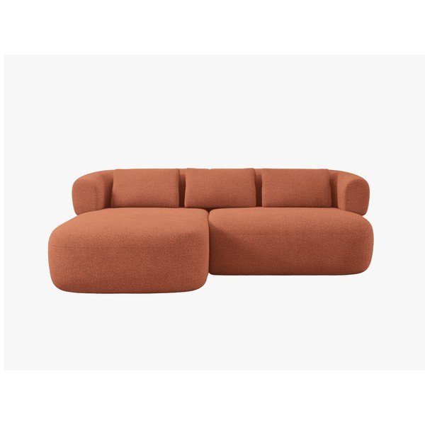 Colțar teracotă cu tapițerie din țesătură bouclé (cu colț pe partea stângă/cu șezlong) Jenny – Micadoni -image-1