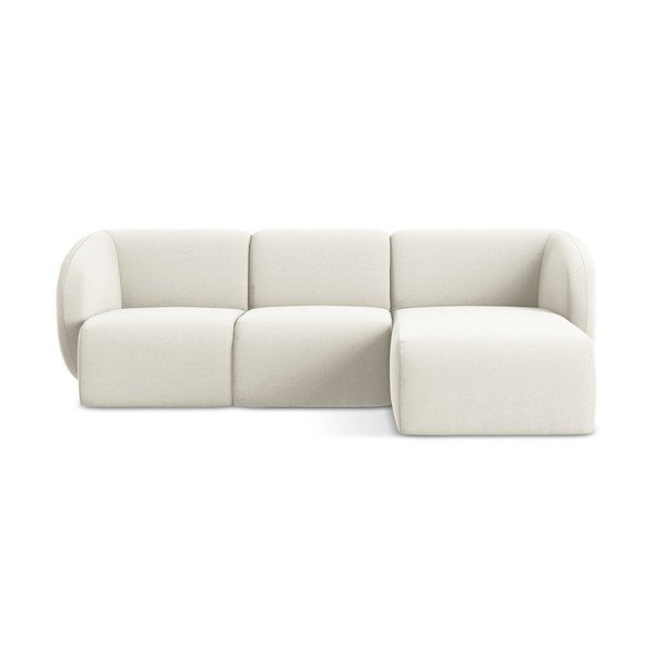 Colțar bej cu tapițerie din catifea (cu colț pe partea dreaptă/cu șezlong) Lani – Makamii