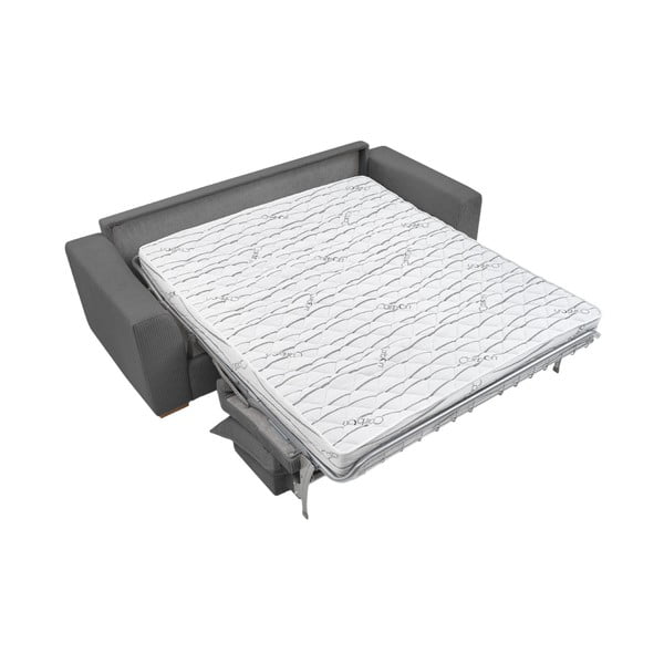 Canapea gri extensibilă cu tapițerie din catifea reiată  225 cm Augustin – Bobochic Paris-image-4