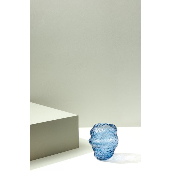 Vază albastru-deschis din sticlă lucrată manual (înălțime 18 cm) Aurora – Hübsch-image-3