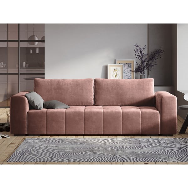Canapea extensibila din catifea Milo Casa Luca, roz-image-1
