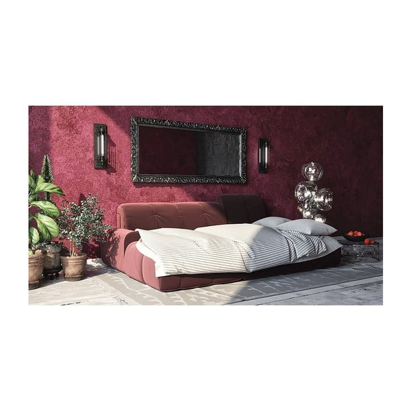 Canapea extensibilă din catifea cu șezlong pe partea stângă devichy Tous, roz închis-image-3