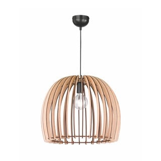 Lustră cu abajur din lemn Trio Wood Bell, înălțime 150 cm, natural